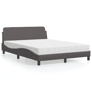 vidaXL Bed with Mattress "Dover" Grey 140x200 cm Faux Leather