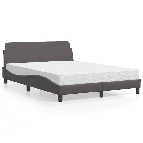 vidaXL Bed with Mattress "Dover" Grey 140x200 cm Faux Leather
