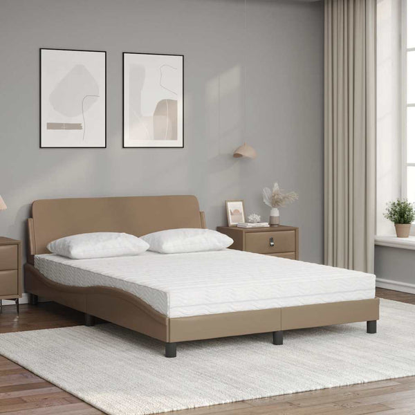 vidaXL Bed with Mattress "Dover" Cappuccino Brown 140x200 cm Faux Leather