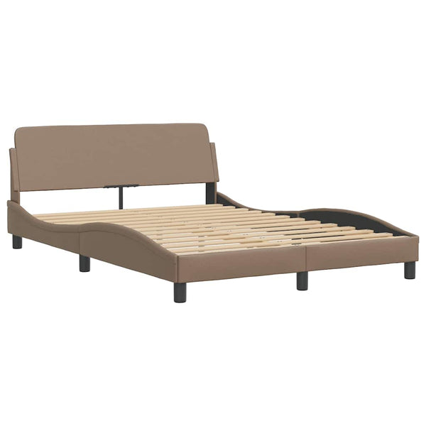 vidaXL Bed with Mattress "Dover" Cappuccino Brown 140x200 cm Faux Leather