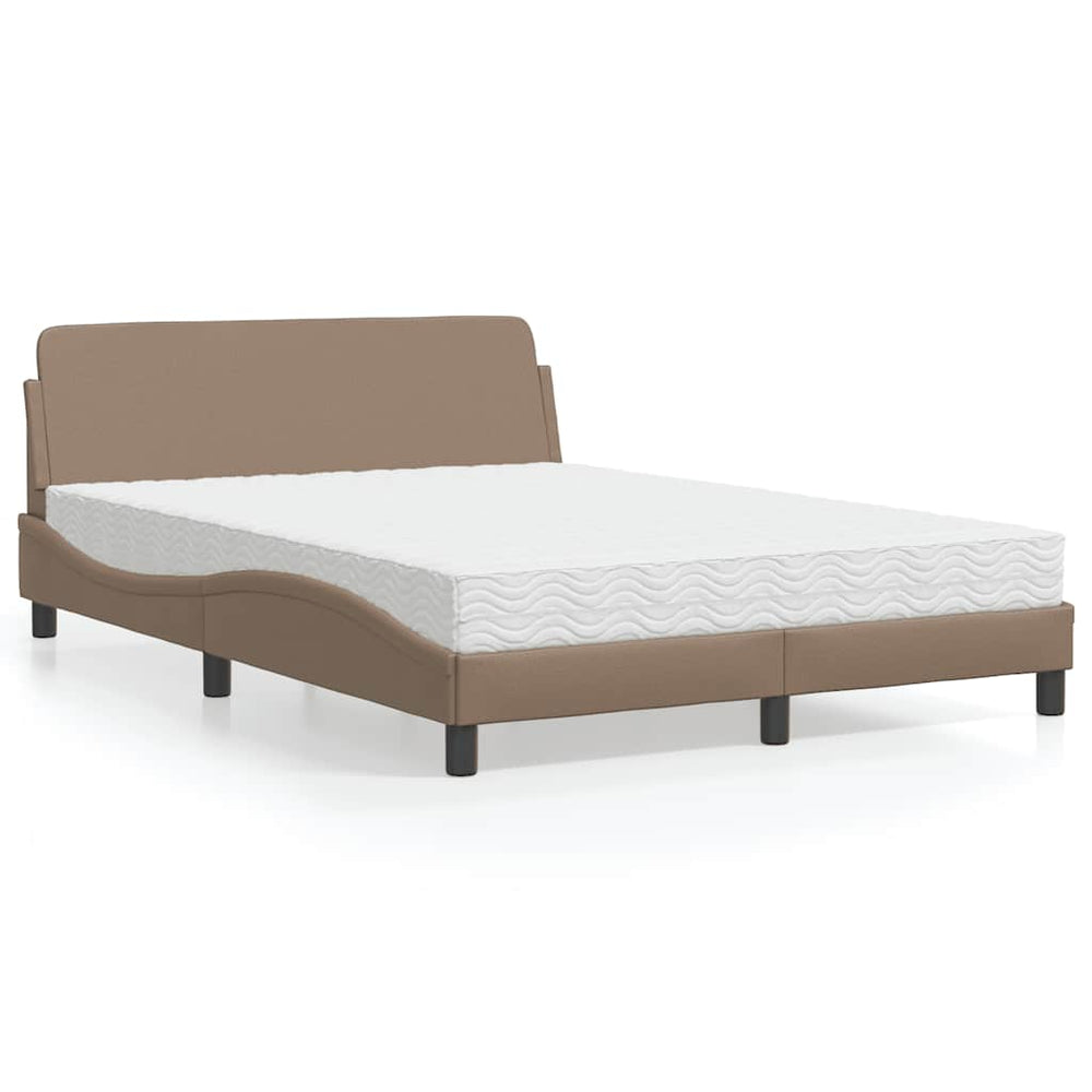 vidaXL Bed with Mattress "Dover" Cappuccino Brown 140x200 cm Faux Leather