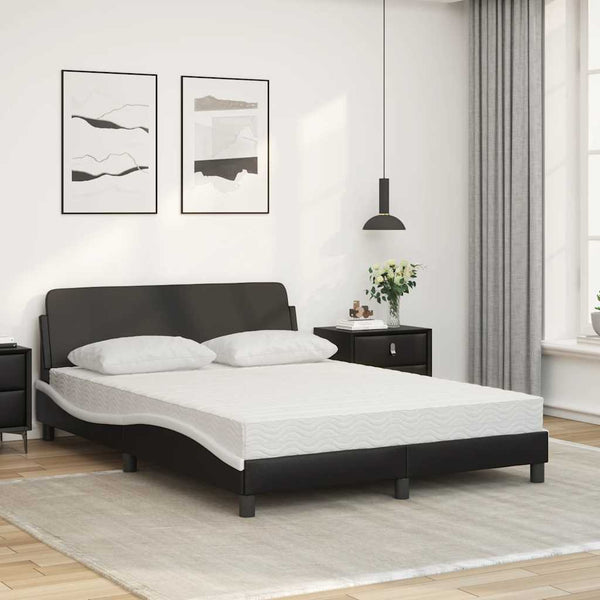 vidaXL Bed with Mattress "Dover" Black and White 140x200 cm Faux Leather