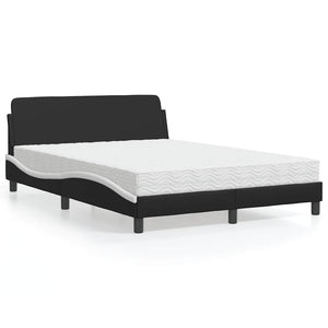 vidaXL Bed with Mattress "Dover" Black and White 140x200 cm Faux Leather