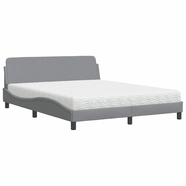 vidaXL Bed with Mattress "Dover" Light Grey 160x200 cm Fabric