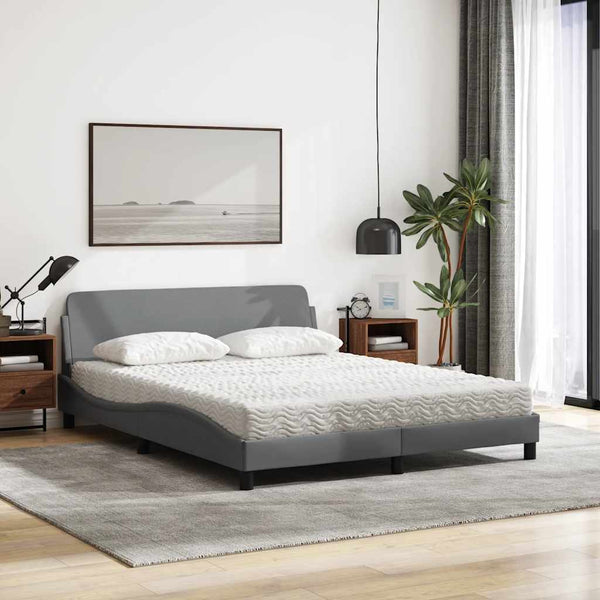 vidaXL Bed with Mattress "Dover" Light Grey 160x200 cm Fabric