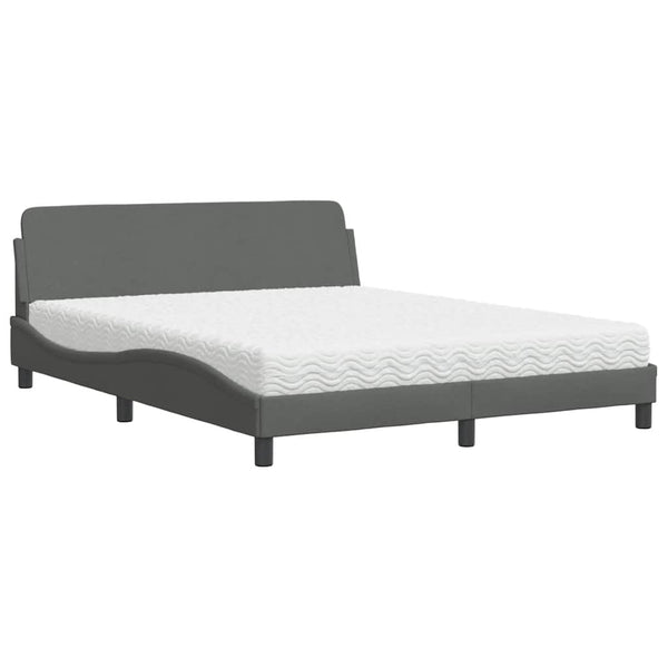 vidaXL Bed with Mattress "Dover" Dark Grey 160x200 cm Fabric
