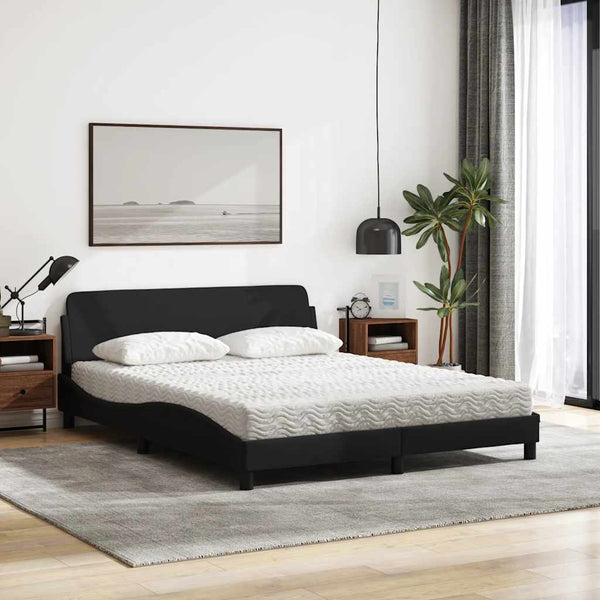 vidaXL Bed with Mattress "Dover" Black 160x200 cm Fabric