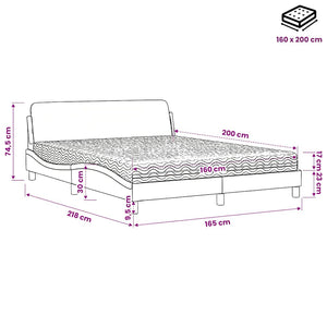 vidaXL Bed with Mattress "Dover" Black 160x200 cm Fabric