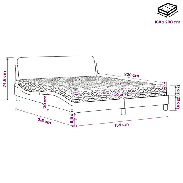 vidaXL Bed with Mattress "Dover" Black 160x200 cm Fabric