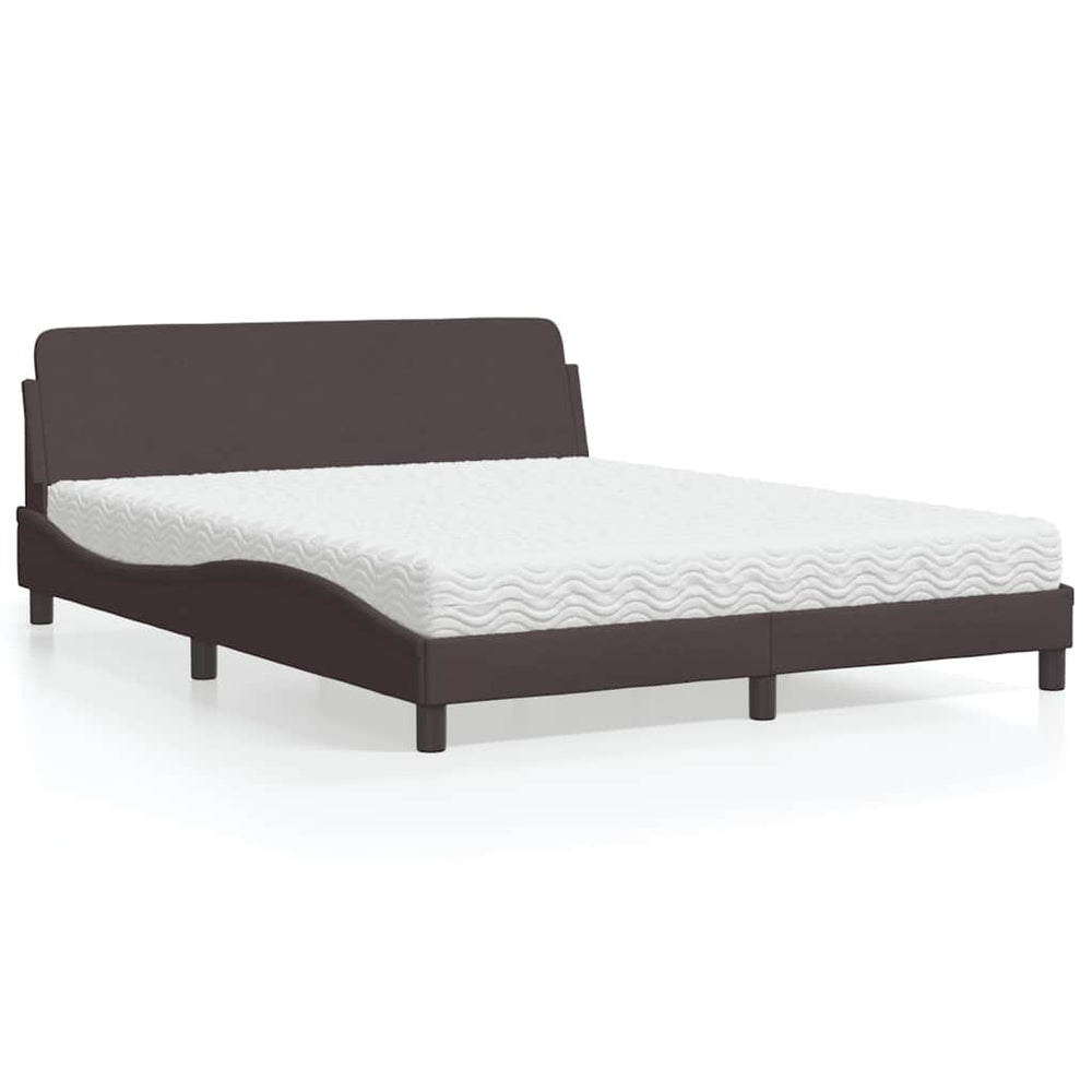 vidaXL Bed with Mattress "Dover" Dark Brown 160x200 cm Fabric