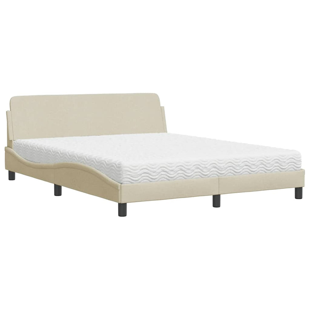 vidaXL "Dover" Bed with Mattress Cream 160x200 cm Fabric