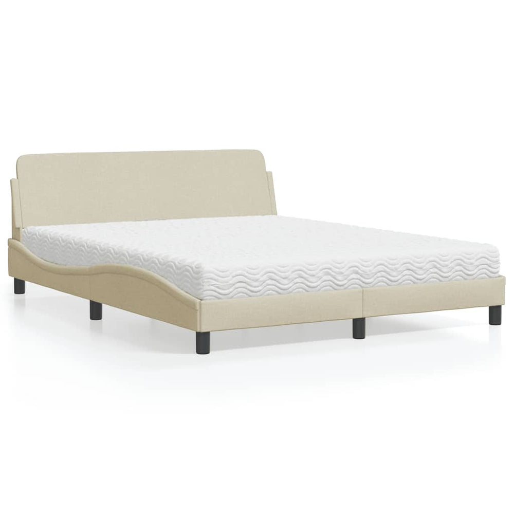 vidaXL "Dover" Bed with Mattress Cream 160x200 cm Fabric