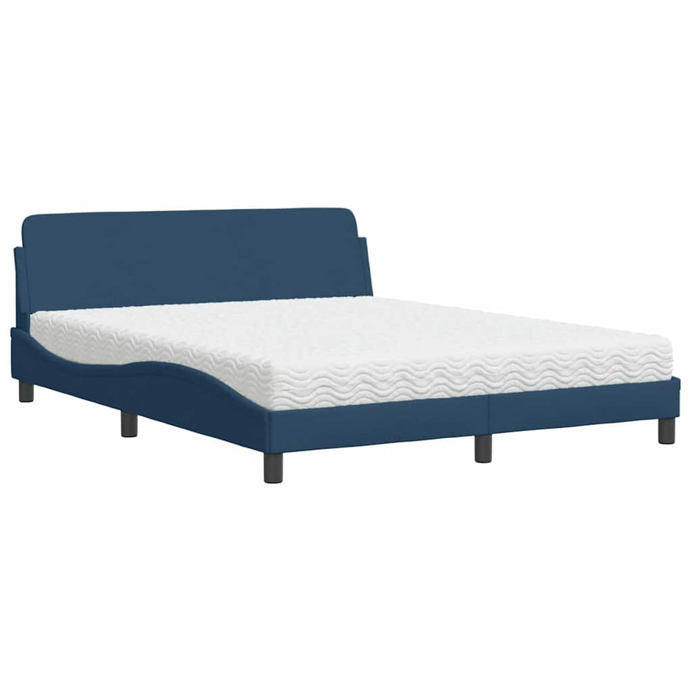 vidaXL Bed with Mattress "Dover" Blue 160x200 cm Fabric