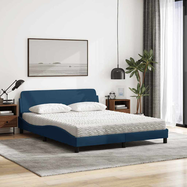 vidaXL Bed with Mattress "Dover" Blue 160x200 cm Fabric