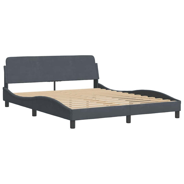 vidaXL Bed with Mattress "Dover" Dark Grey 160x200 cm Velvet