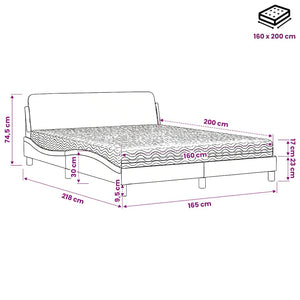 vidaXL Bed with Mattress "Dover" Dark Grey 160x200 cm Velvet