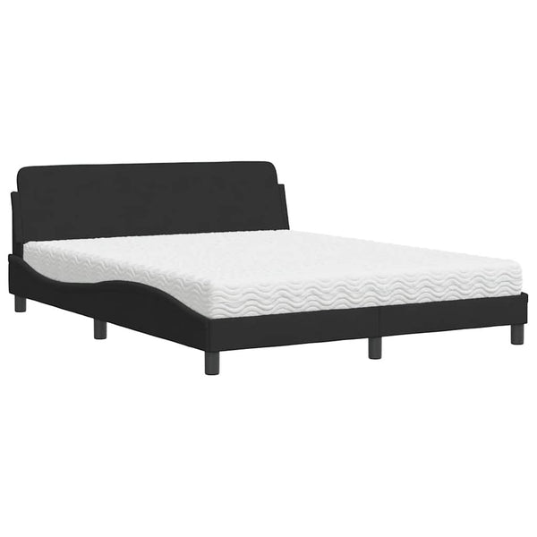 vidaXL Bed with Mattress "Dover" Black 160x200 cm Velvet