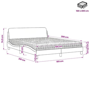 vidaXL Bed with Mattress "Dover" Black 160x200 cm Velvet