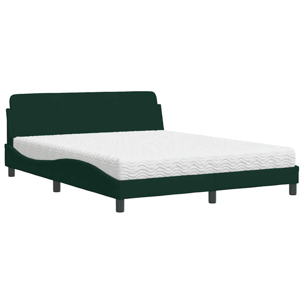 vidaXL Bed with Mattress "Dover" Dark Green 160x200 cm Velvet