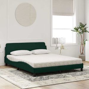 vidaXL Bed with Mattress "Dover" Dark Green 160x200 cm Velvet
