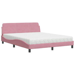 vidaXL Bed with Mattress "Dover" Pink 160x200 cm Velvet