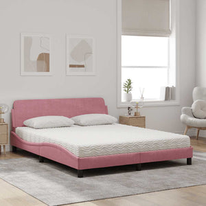 vidaXL Bed with Mattress "Dover" Pink 160x200 cm Velvet