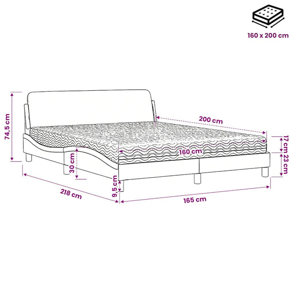 vidaXL Bed with Mattress "Dover" Pink 160x200 cm Velvet