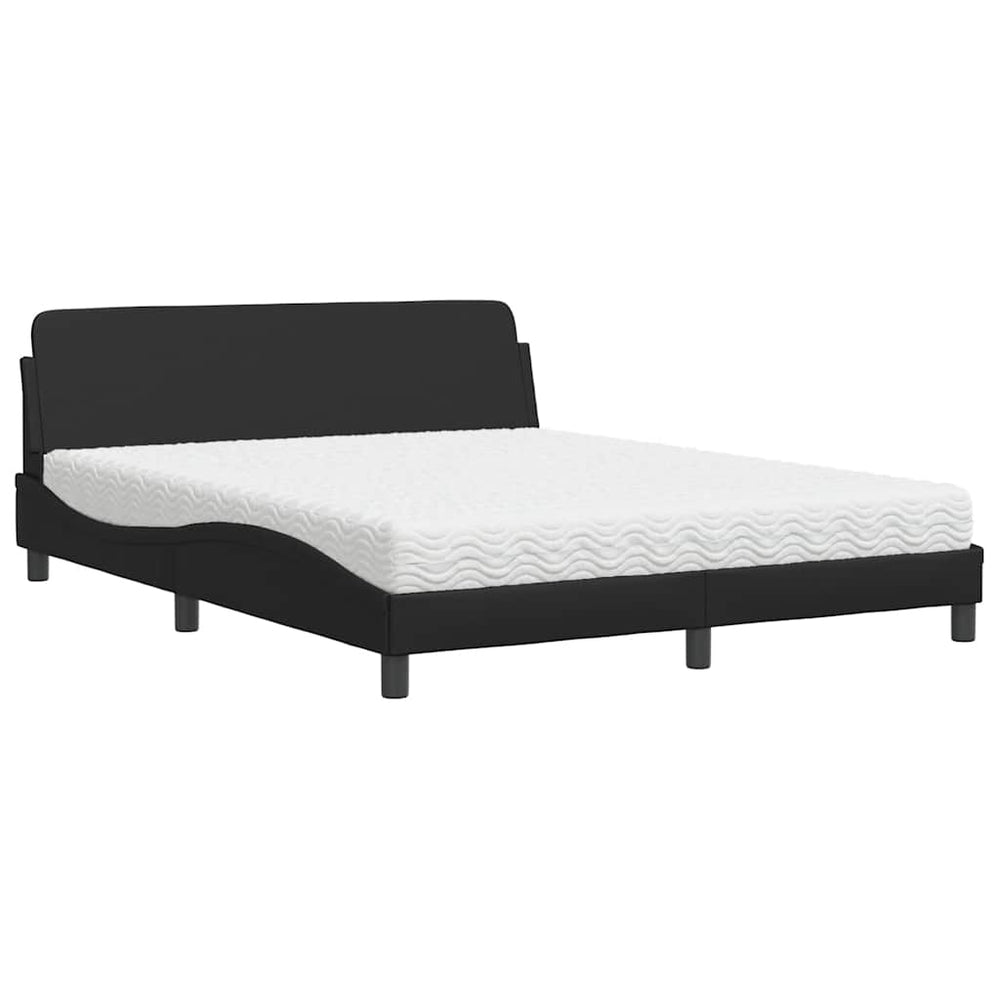 vidaXL Bed with Mattress "Dover" Black 160x200 cm Faux Leather