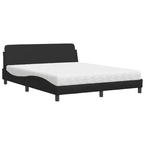 vidaXL Bed with Mattress "Dover" Black 160x200 cm Faux Leather