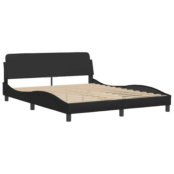 vidaXL Bed with Mattress "Dover" Black 160x200 cm Faux Leather