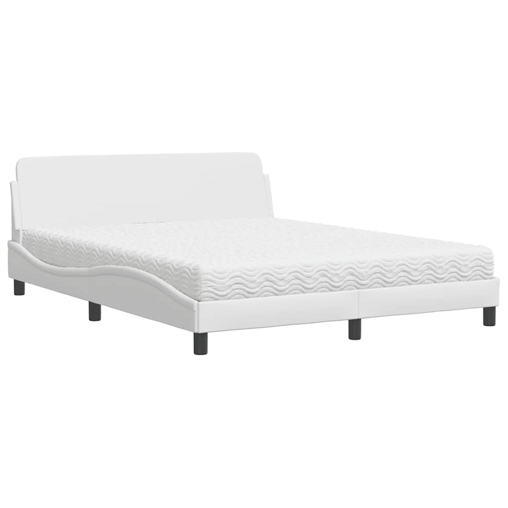 vidaXL Bed with Mattress "Dover" White 160x200 cm Faux Leather