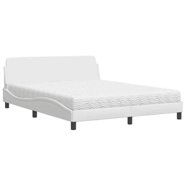 vidaXL Bed with Mattress "Dover" White 160x200 cm Faux Leather