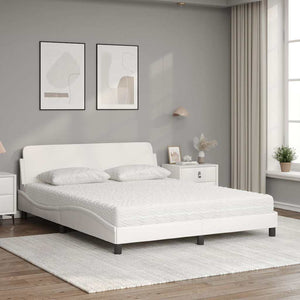 vidaXL Bed with Mattress "Dover" White 160x200 cm Faux Leather