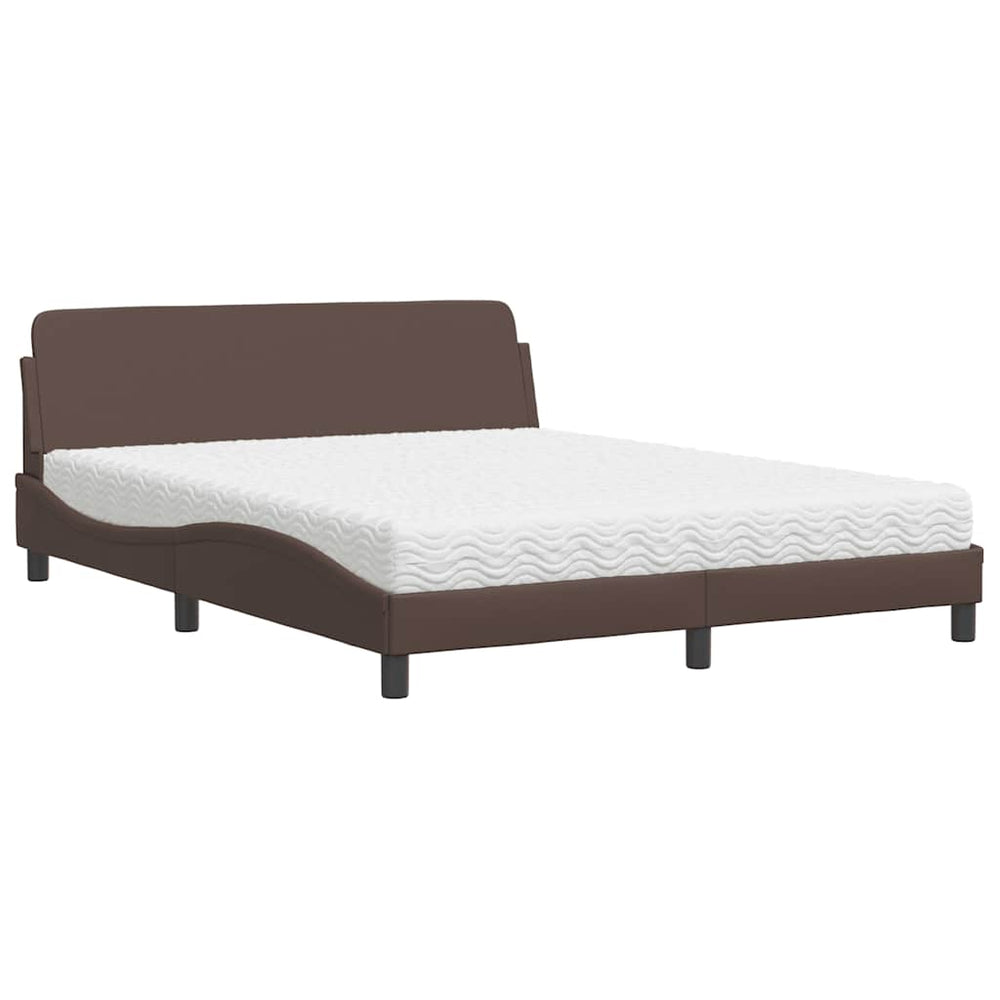 vidaXL Bed with mattress "Dover" Brown 160x200 cm Faux Leather