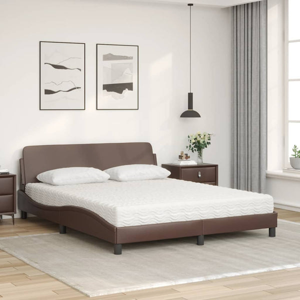 vidaXL Bed with mattress "Dover" Brown 160x200 cm Faux Leather