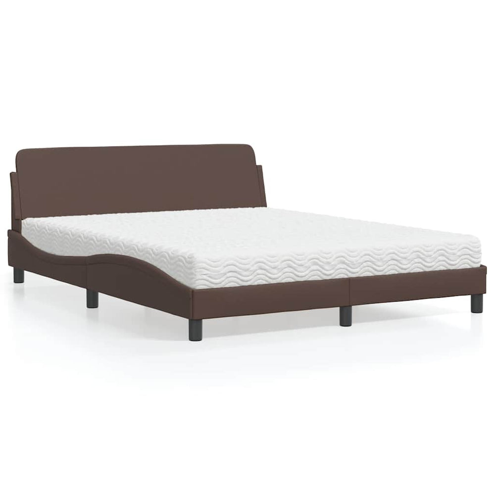vidaXL Bed with mattress "Dover" Brown 160x200 cm Faux Leather