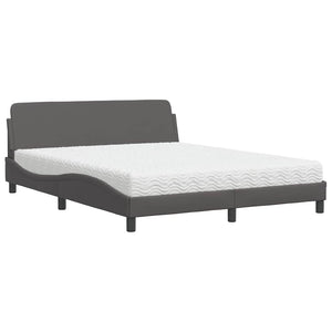 vidaXL Bed with Mattress "Dover" Grey 160x200 cm Faux Leather