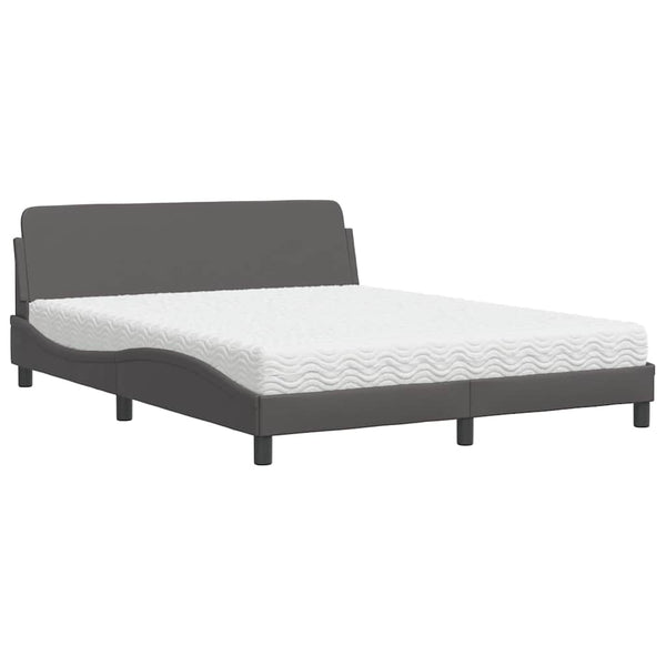 vidaXL Bed with Mattress "Dover" Grey 160x200 cm Faux Leather