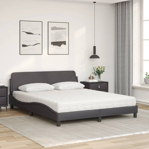 vidaXL Bed with Mattress "Dover" Grey 160x200 cm Faux Leather