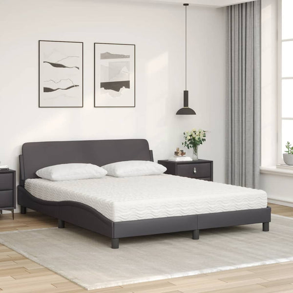 vidaXL Bed with Mattress "Dover" Grey 160x200 cm Faux Leather