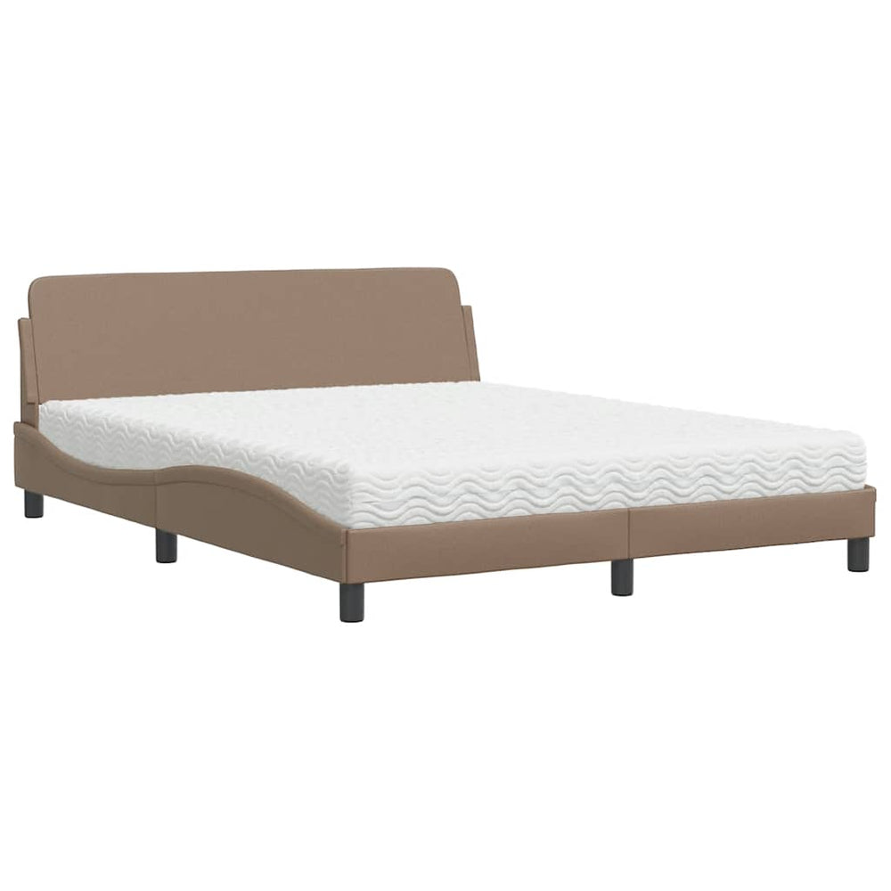 vidaXL "Dover" Bed with Mattress Cappuccino Brown 160x200 cm Faux Leather