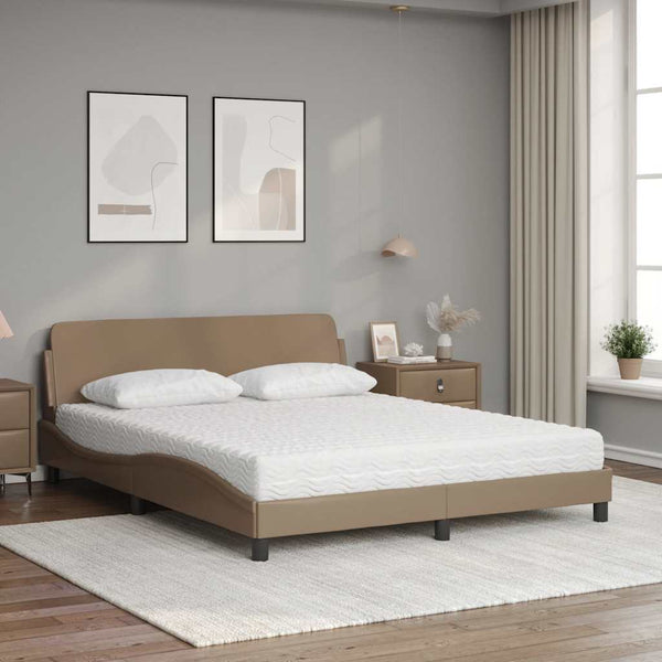 vidaXL "Dover" Bed with Mattress Cappuccino Brown 160x200 cm Faux Leather