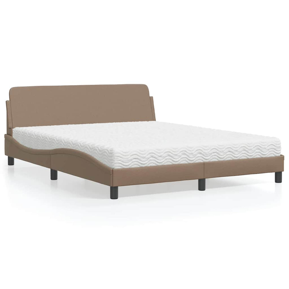 vidaXL "Dover" Bed with Mattress Cappuccino Brown 160x200 cm Faux Leather