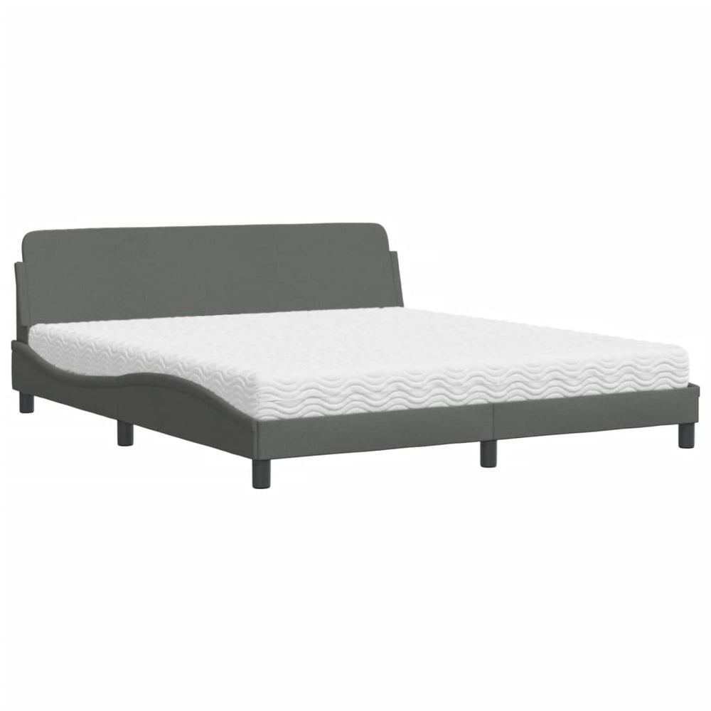 vidaXL Bed with Mattress "Dover" Dark Grey 180x200 cm Fabric