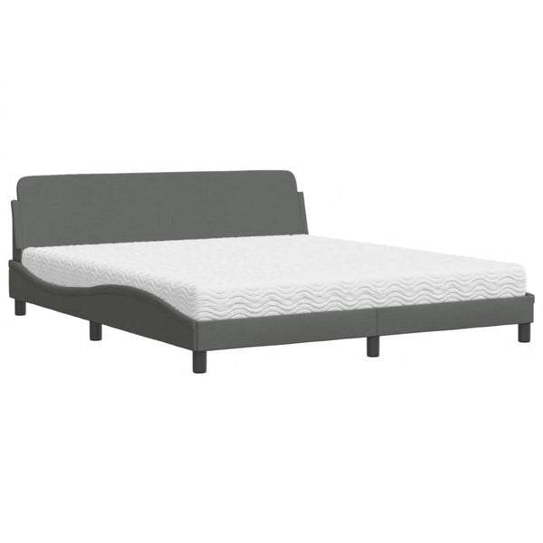 vidaXL Bed with Mattress "Dover" Dark Grey 180x200 cm Fabric