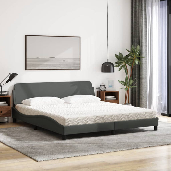 vidaXL Bed with Mattress "Dover" Dark Grey 180x200 cm Fabric