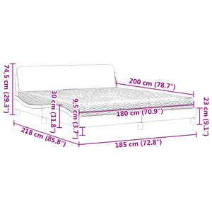 vidaXL Bed with Mattress "Dover" Dark Grey 180x200 cm Fabric