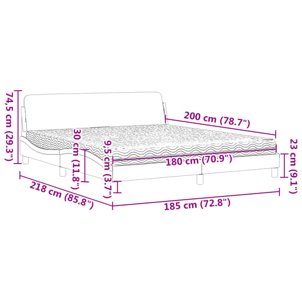 vidaXL Bed with Mattress "Dover" Dark Grey 180x200 cm Fabric