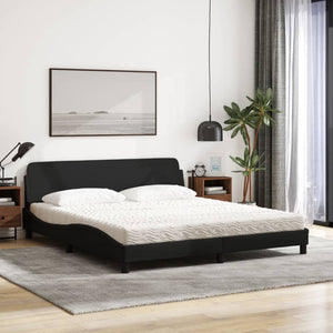 vidaXL Bed with Mattress "Dover" Black 180x200 cm Fabric