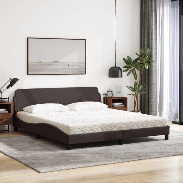 vidaXL "Dover" Bed with Mattress Dark Brown 180x200 cm Fabric